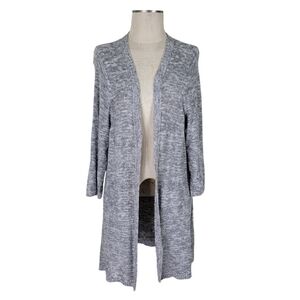 Torrid Pointelle Cardigan Size 3 3X Open Front 3/4 Sleeve Gray Cotton Linen